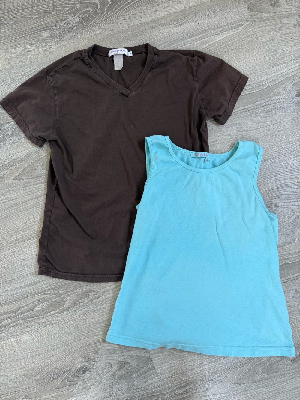 fresh produce set of two basics Aqua Tank Top & Brown V-Neck Tee Set